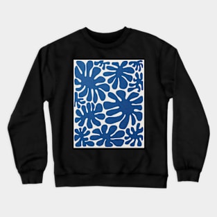 Abstract blue flowers, Mid century art print Crewneck Sweatshirt